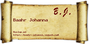 Baahr Johanna névjegykártya